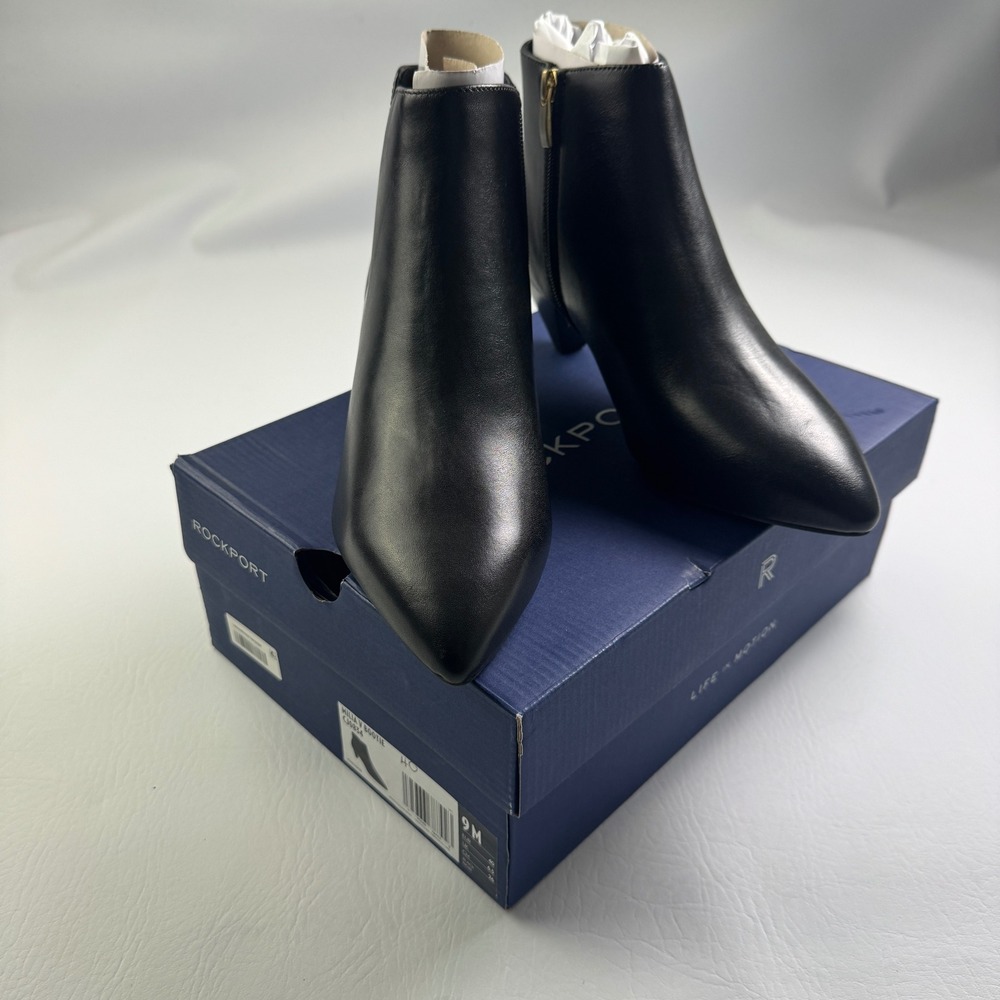 Rockport Milia V Bootie Black Leather Pointed Toe Ankle Boots CJ0834 Womens 9M